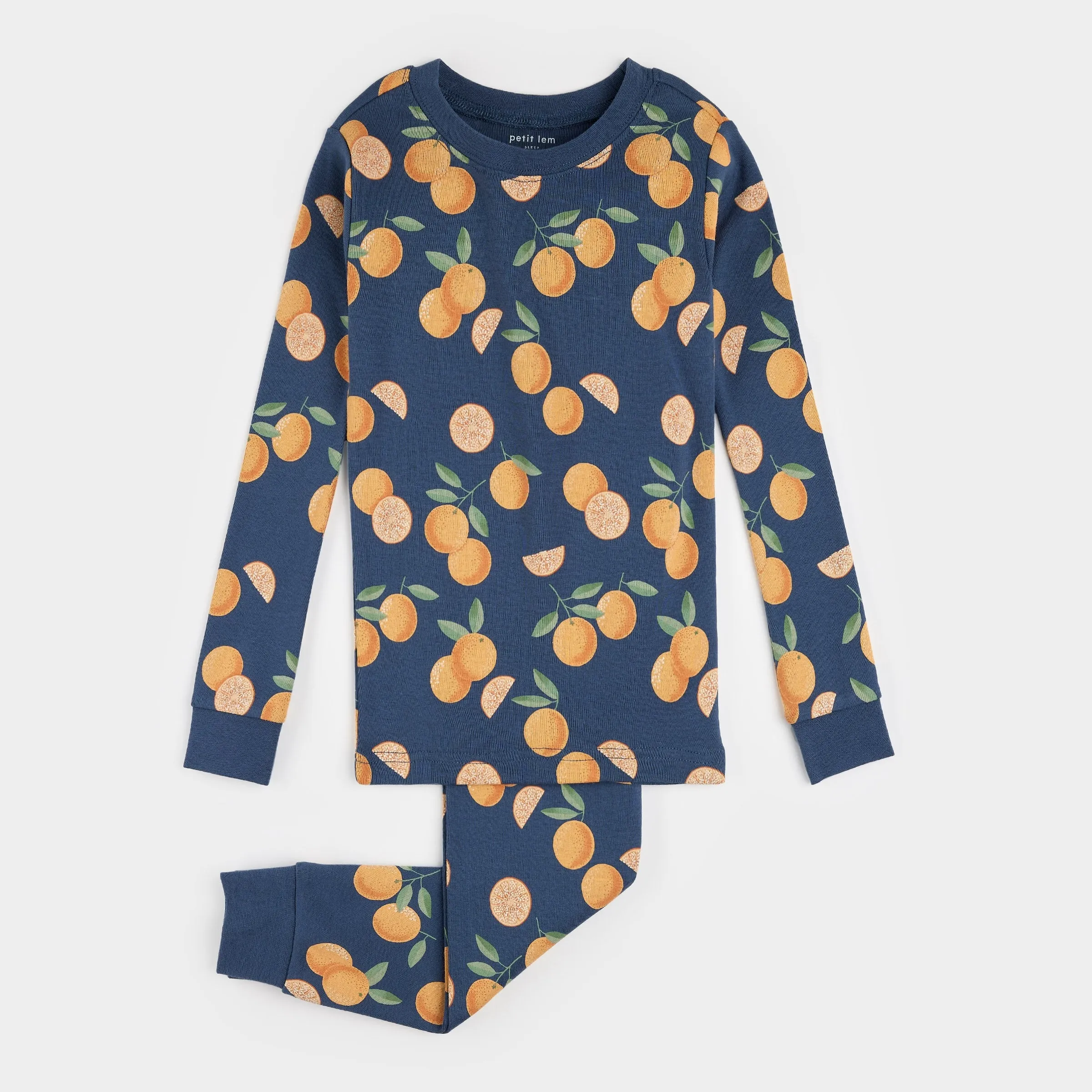 Oranges Print on Blue PJ Set