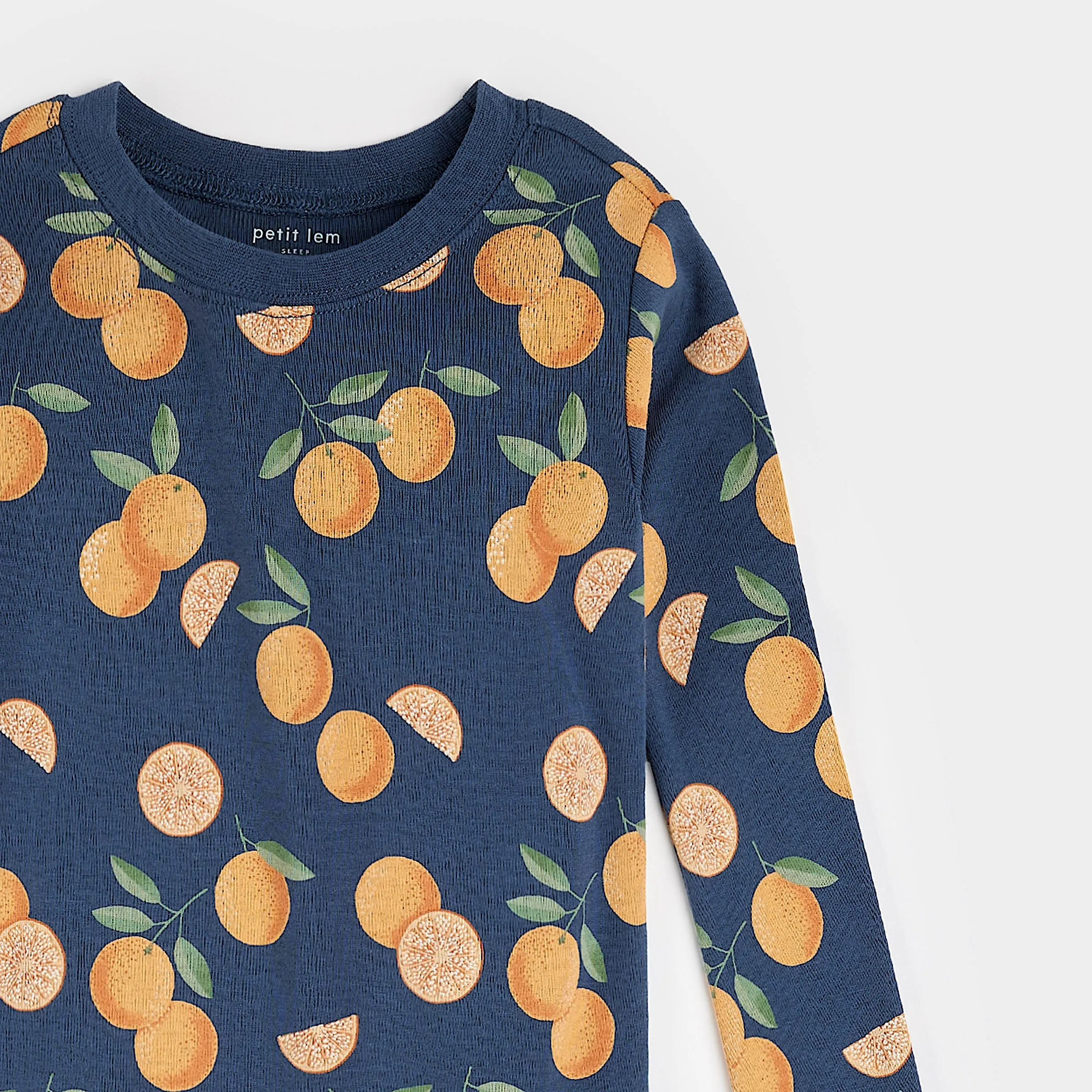 Oranges Print on Blue PJ Set