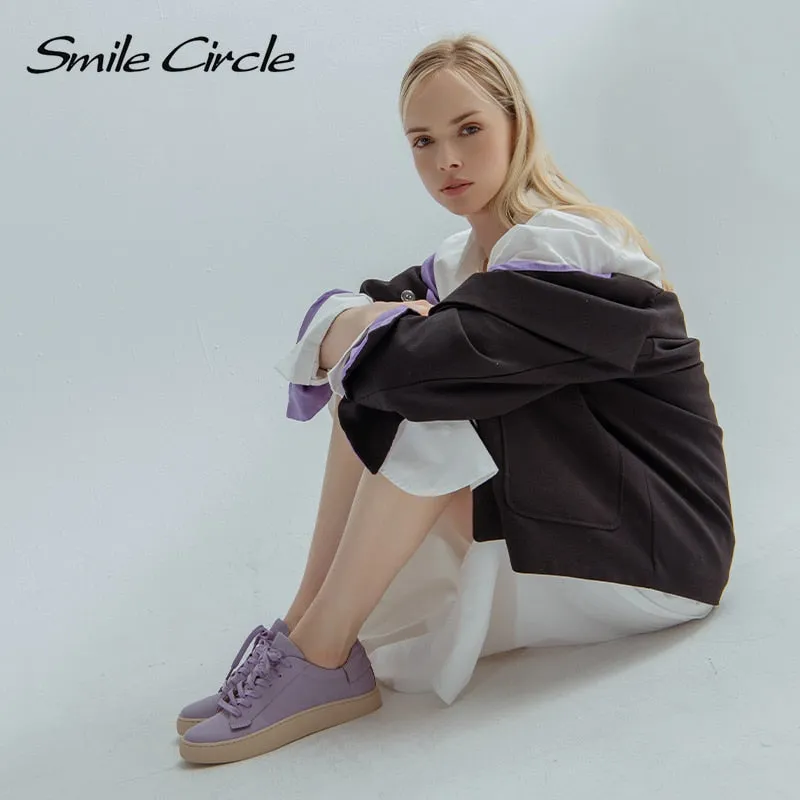 Original Smile Circle  Sheep leather Luxury Women Sneakers Casual Flat Ladies Shoes Fashion Breathable Comfort Women&#39;s Flat Shoes