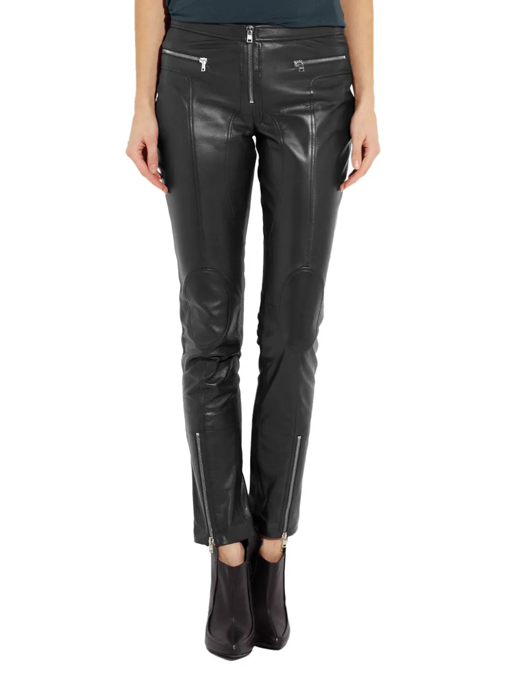 Paneled Skinny Leather Pants