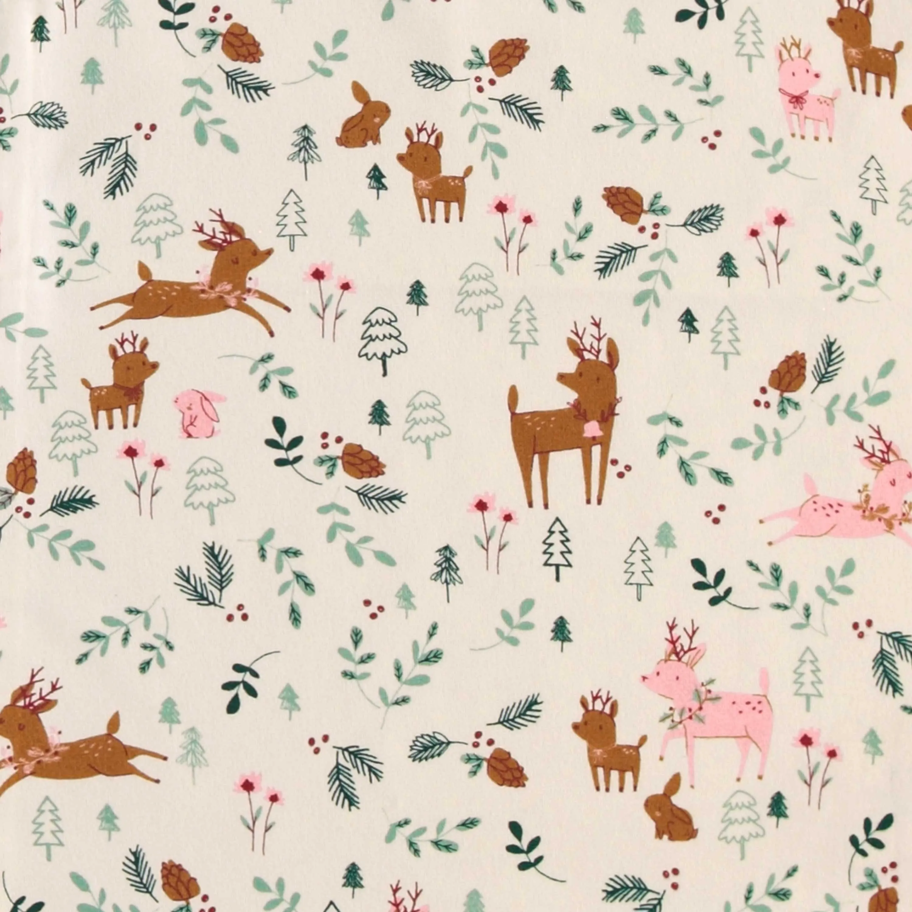 Pantalon de pyjama des fêtes crème en jersey à motifs de rennes, adulte