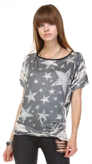 Patriotic Shirt Short Sleeve Big Star Gray