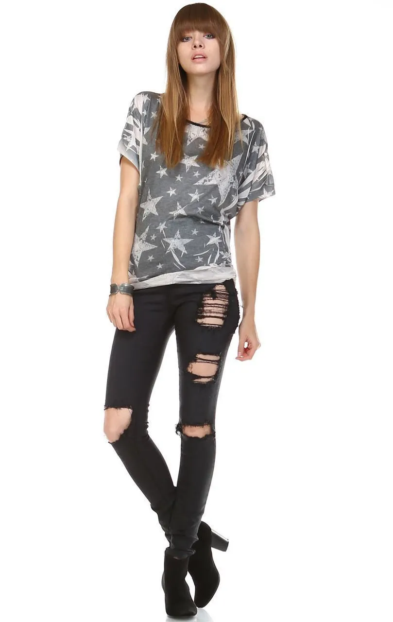 Patriotic Shirt Short Sleeve Big Star Gray