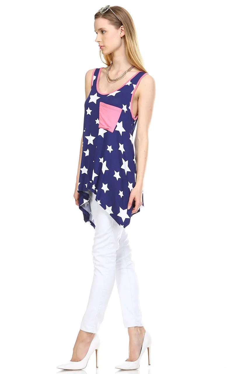 Patriotic Shirt Tank Big Star Patterns Big Star Navy White Pink