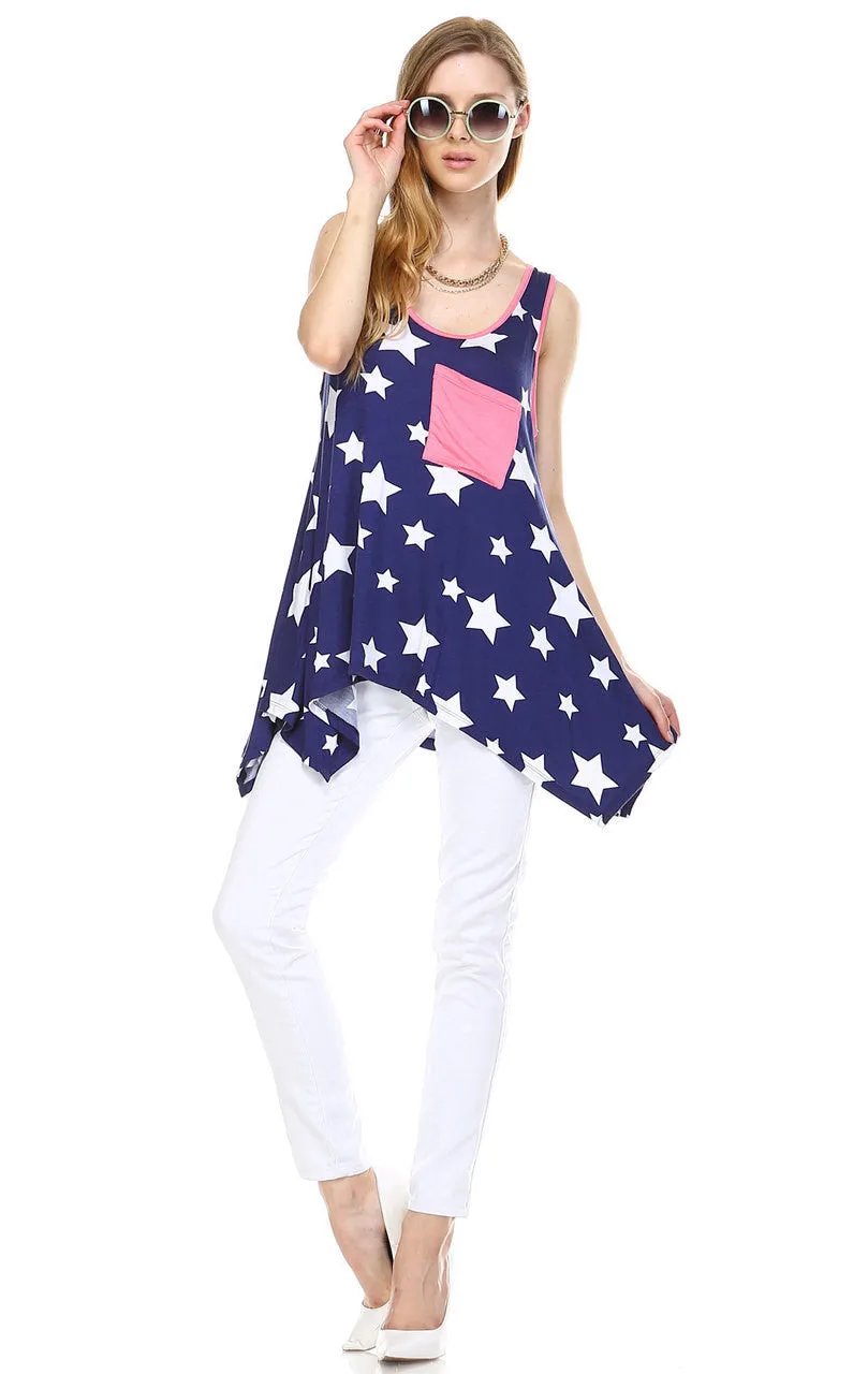 Patriotic Shirt Tank Big Star Patterns Big Star Navy White Pink