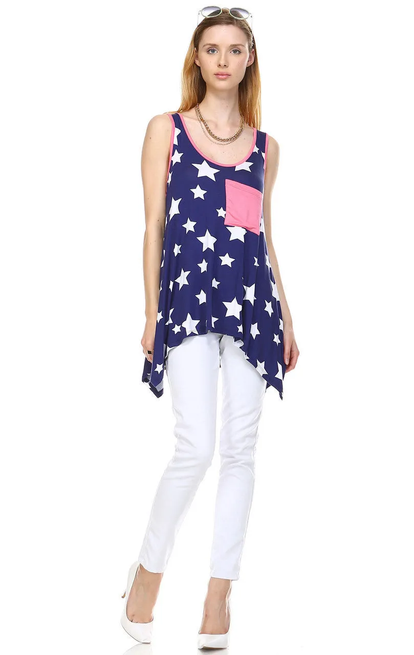 Patriotic Shirt Tank Big Star Patterns Big Star Navy White Pink