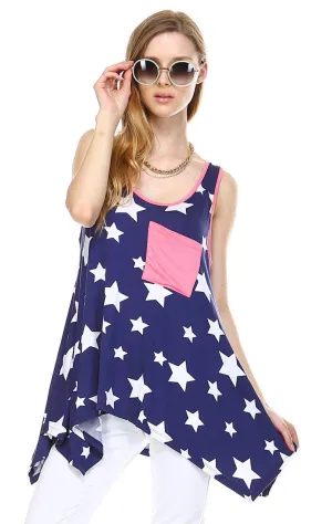 Patriotic Shirt Tank Big Star Patterns Big Star Navy White Pink