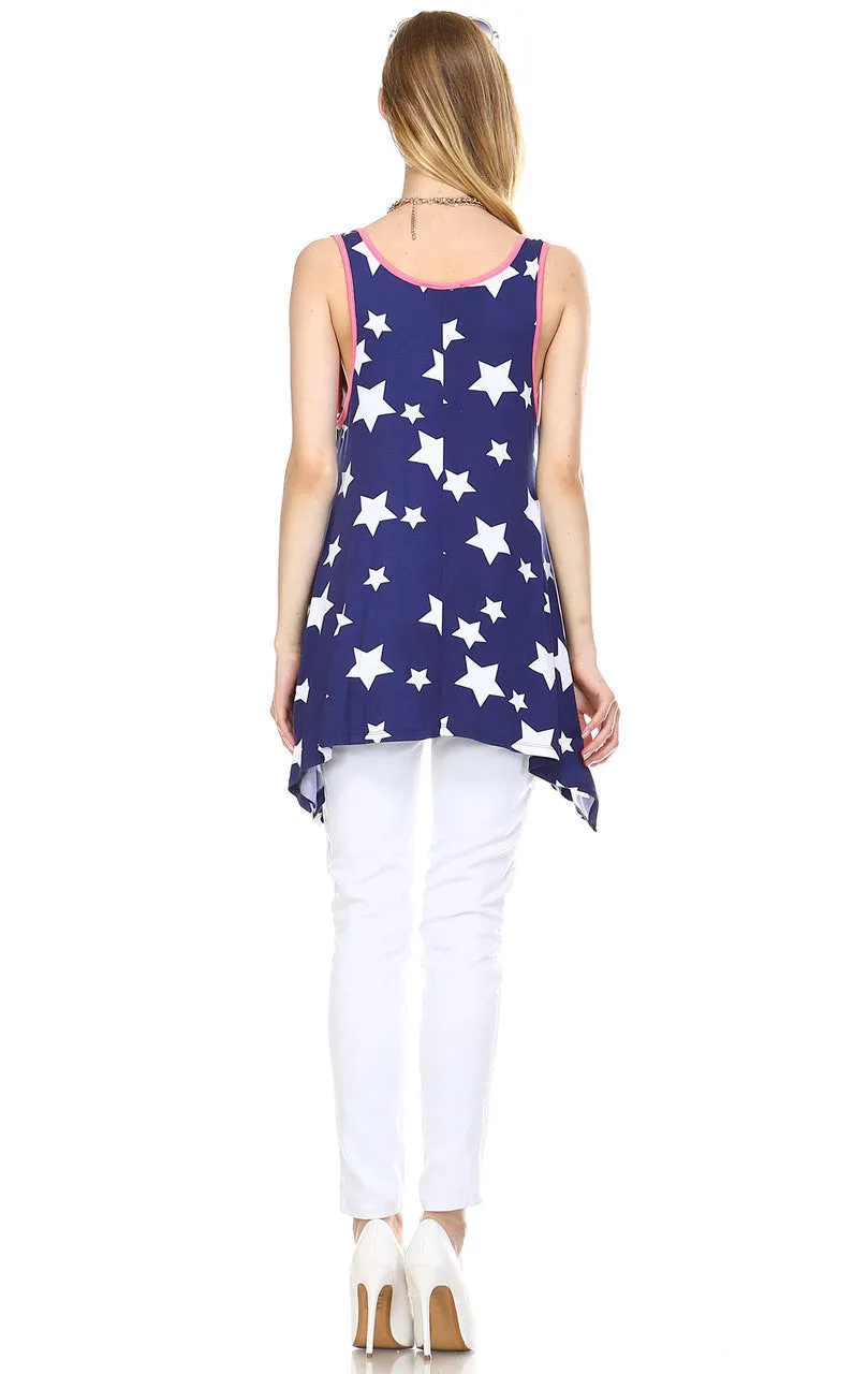 Patriotic Shirt Tank Big Star Patterns Big Star Navy White Pink