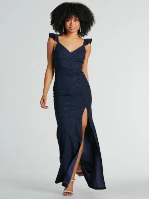 Pauly navy sparkle evening ball dress s6 Express NZ wide