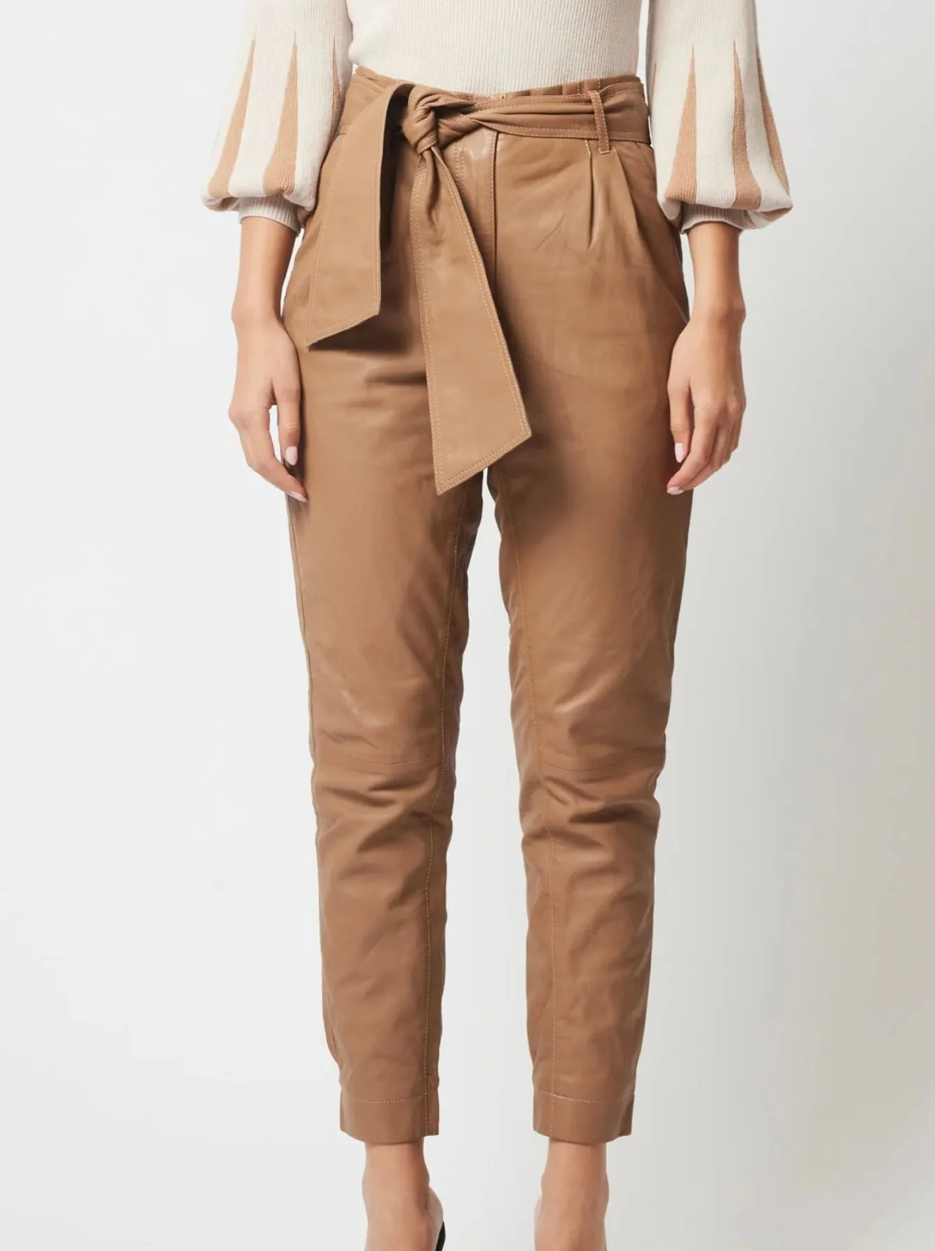 Pavillion Leather Jogger In Husk