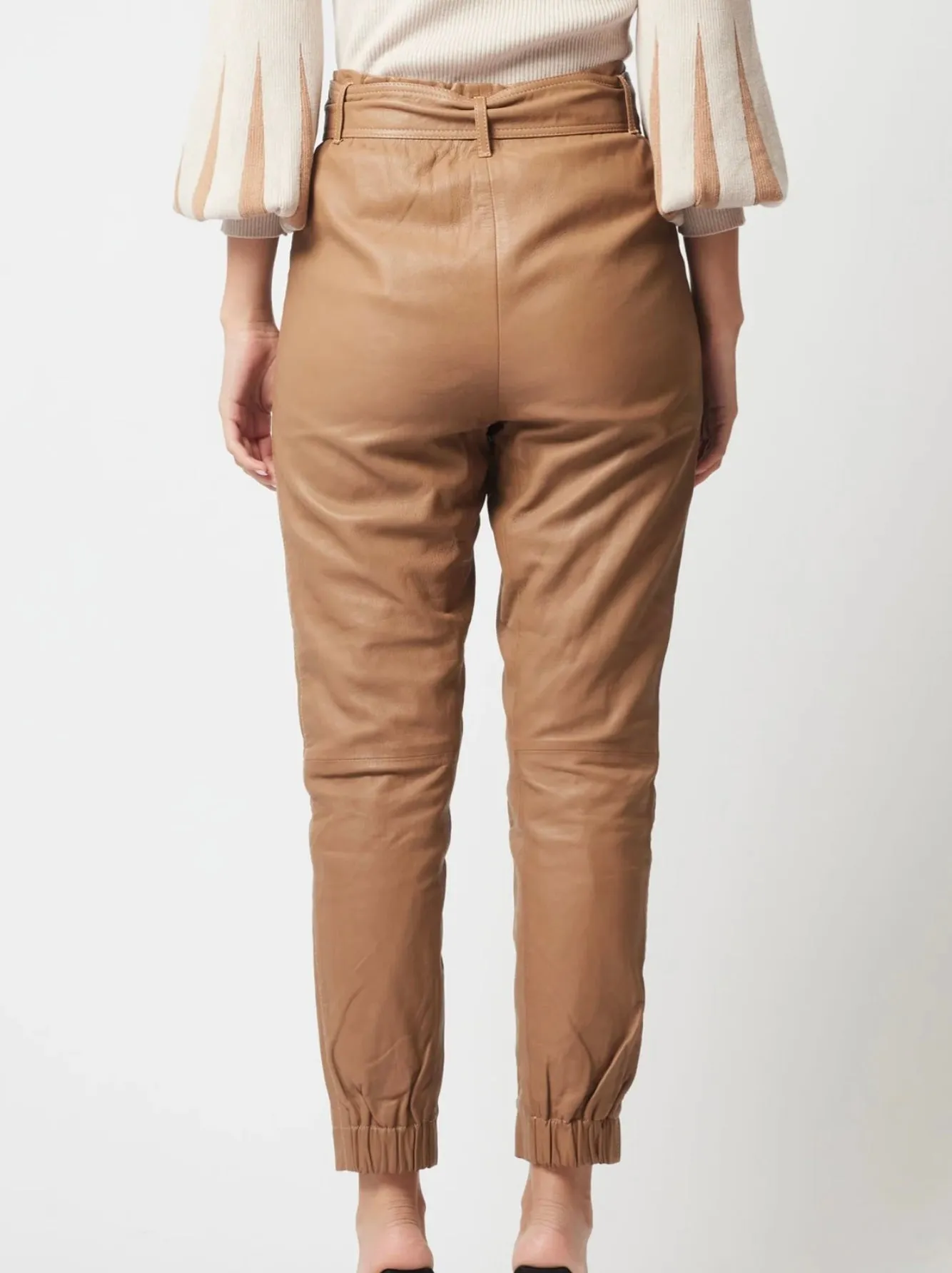Pavillion Leather Jogger In Husk
