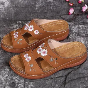 Peep Toe Floral Retro Style Sandals
