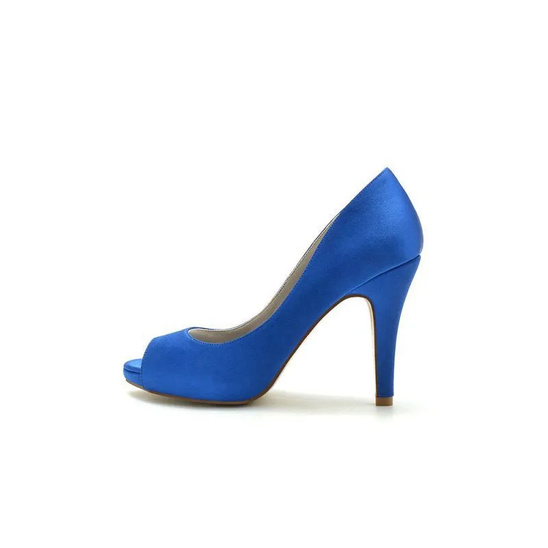 Peep Toe Slip-on Satin Stiletto Heels