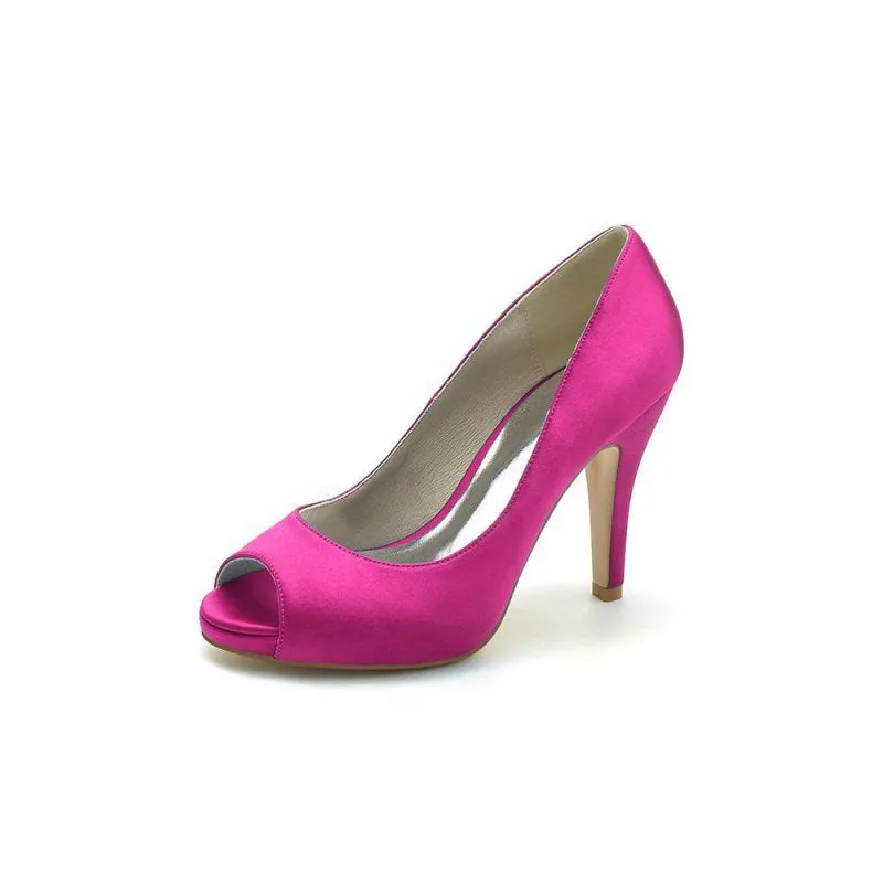 Peep Toe Slip-on Satin Stiletto Heels