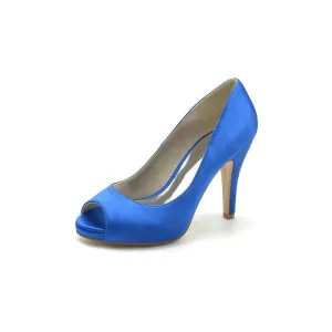 Peep Toe Slip-on Satin Stiletto Heels