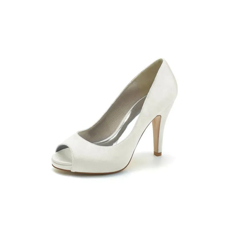Peep Toe Slip-on Satin Stiletto Heels