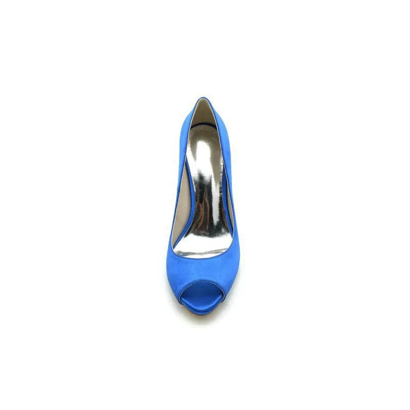 Peep Toe Slip-on Satin Stiletto Heels