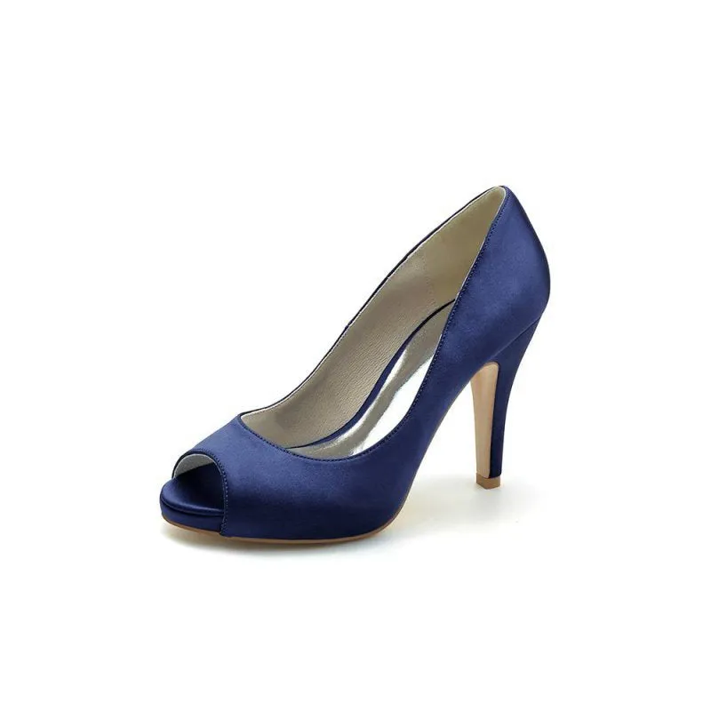 Peep Toe Slip-on Satin Stiletto Heels