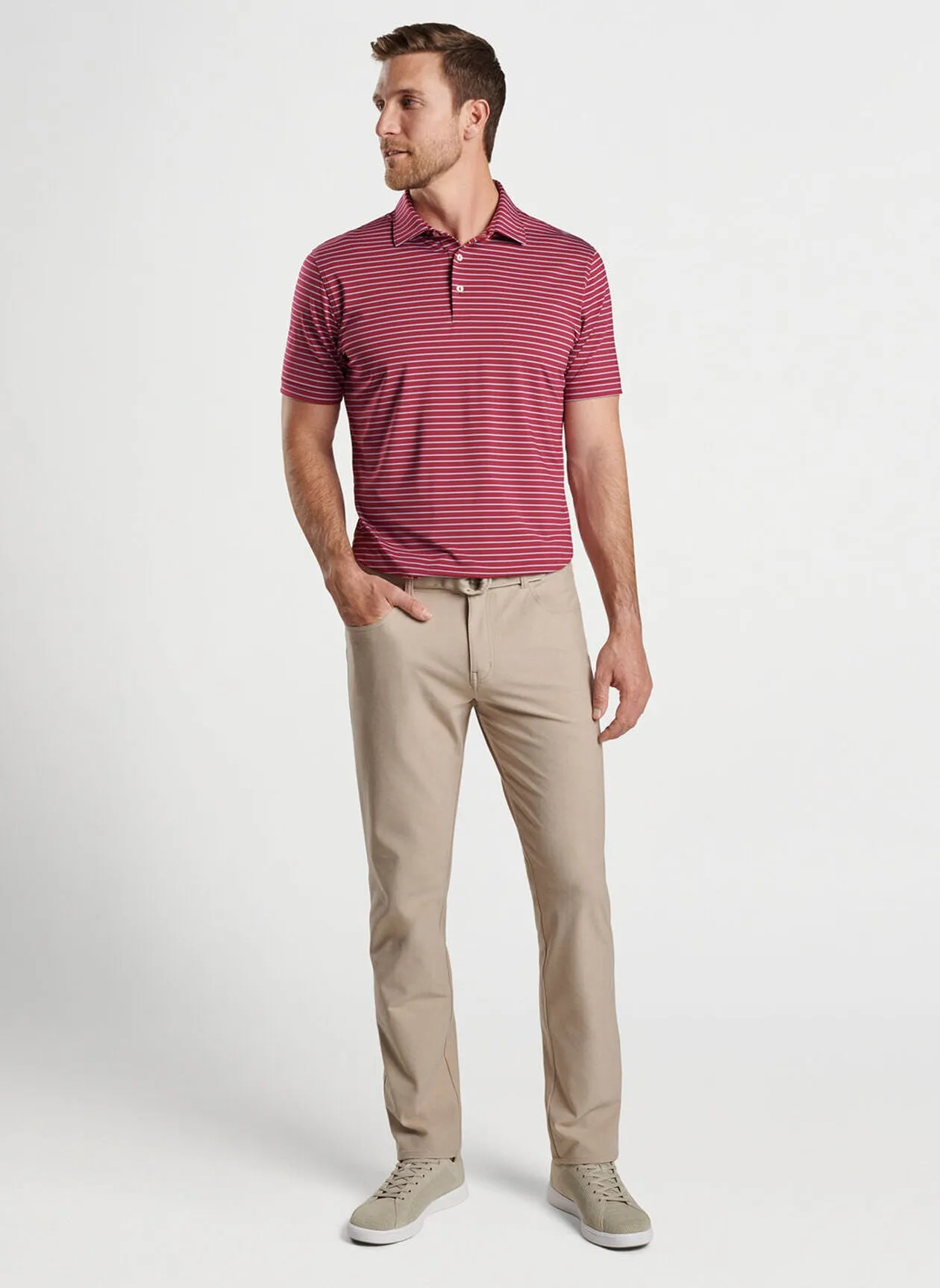 Peter Millar Mens Classic Fit Brevard Performance Flannel Five-Pocket Pant - KHAKI