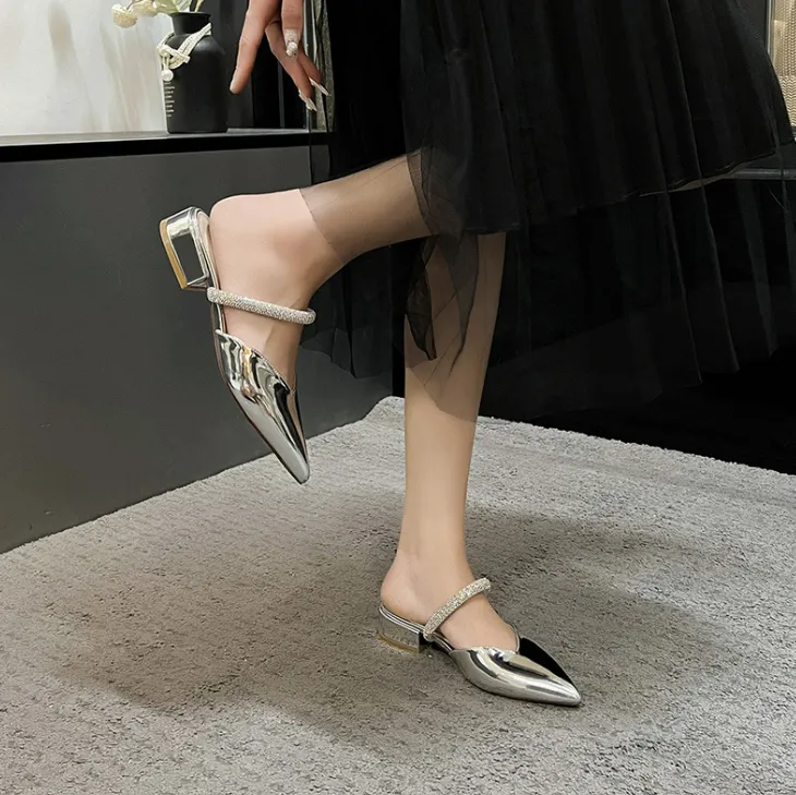 Petite Pointy Low Block Heel Sandals MS556