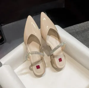Petite Pointy Low Block Heel Sandals MS556