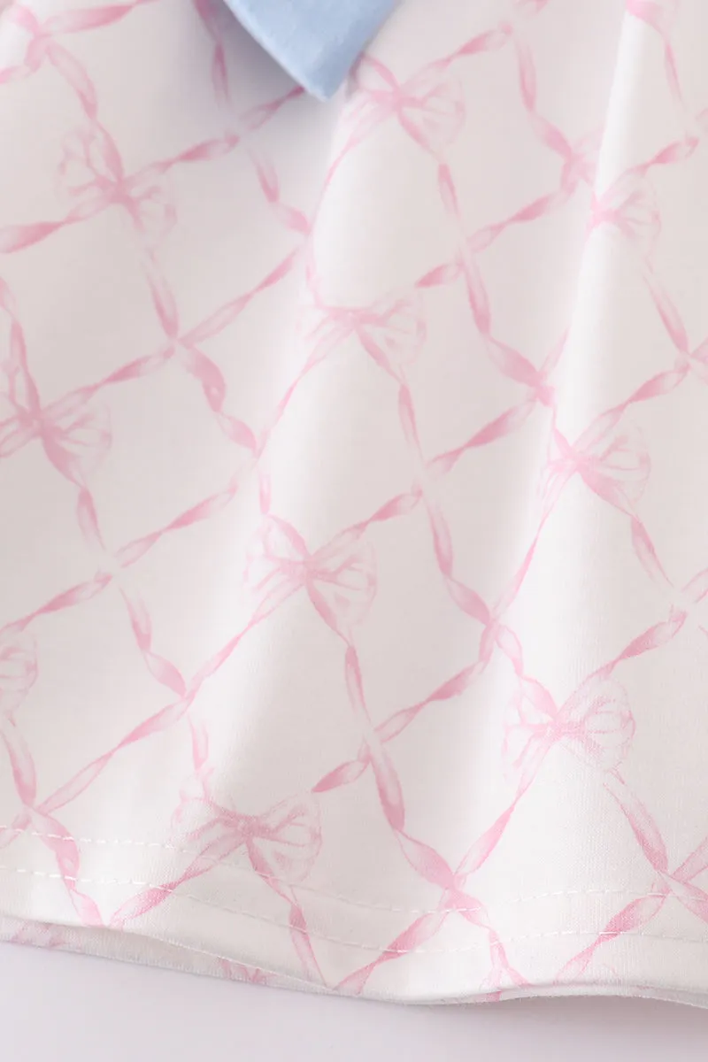 Pink Bow Print Girl Set