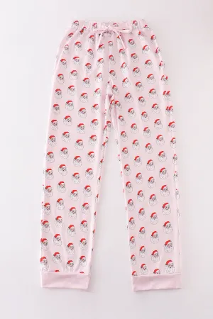 Pink Christmas Santa Claus Mom Pajamas Pants