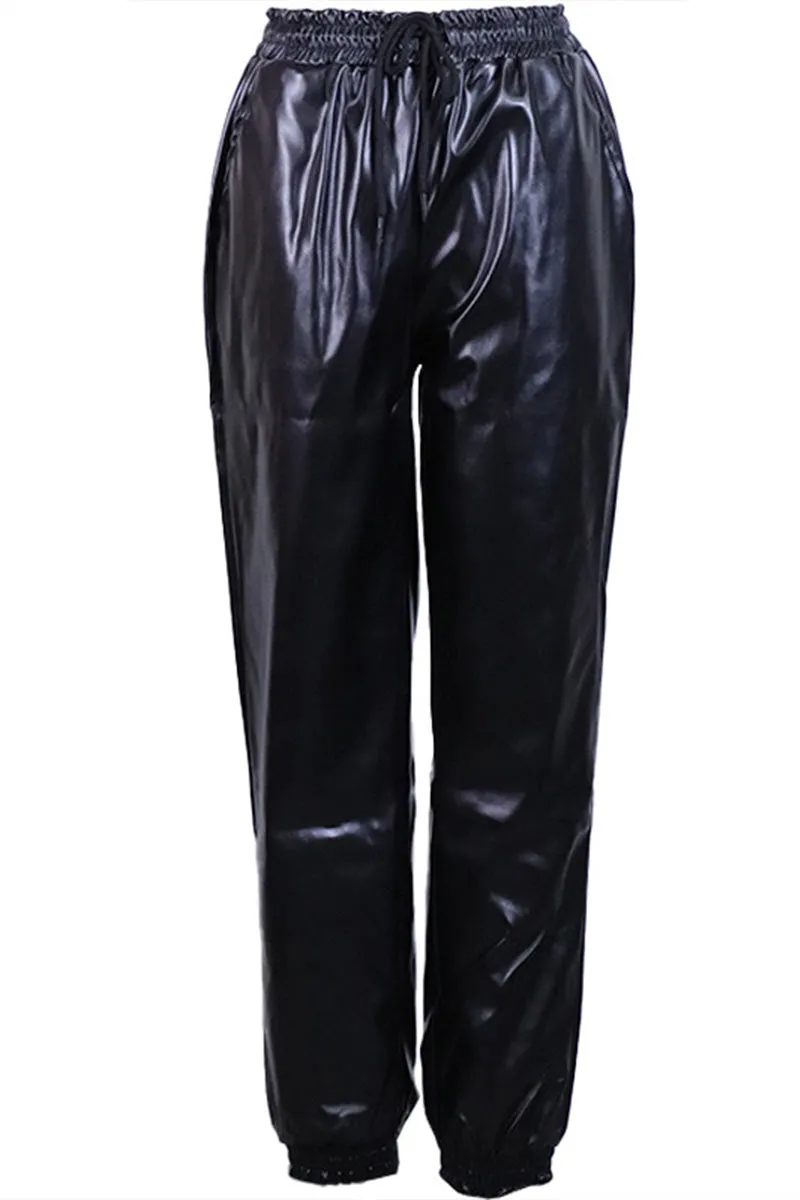 PJ691 Faux Leather  Straight Leg Pants