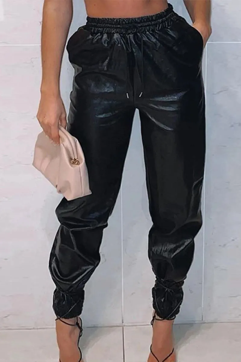 PJ691 Faux Leather  Straight Leg Pants