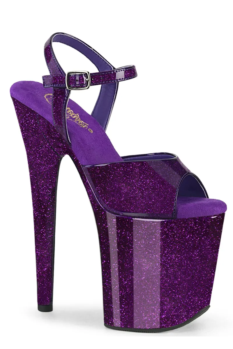 Pleaser USA Flamingo-809GP 8inch Pleaser Stilettos - Purple Glitter