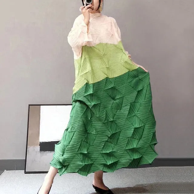 Pleated Colorblock Maxi Dress | Ruched Maxi Dress