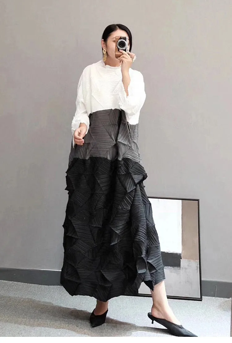 Pleated Colorblock Maxi Dress | Ruched Maxi Dress