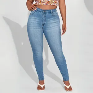 Plus Size High Waist Mom Jeans Denim Pants