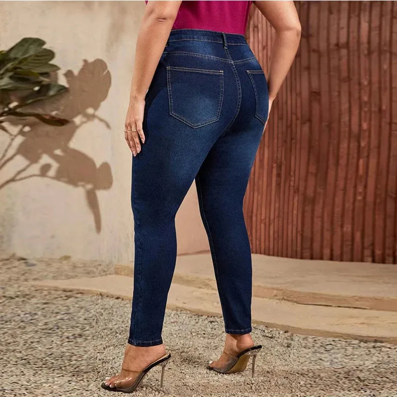 Plus Size High Waist Mom Jeans Denim Pants