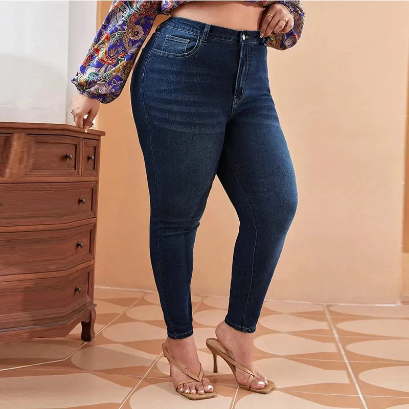 Plus Size High Waist Mom Jeans Denim Pants