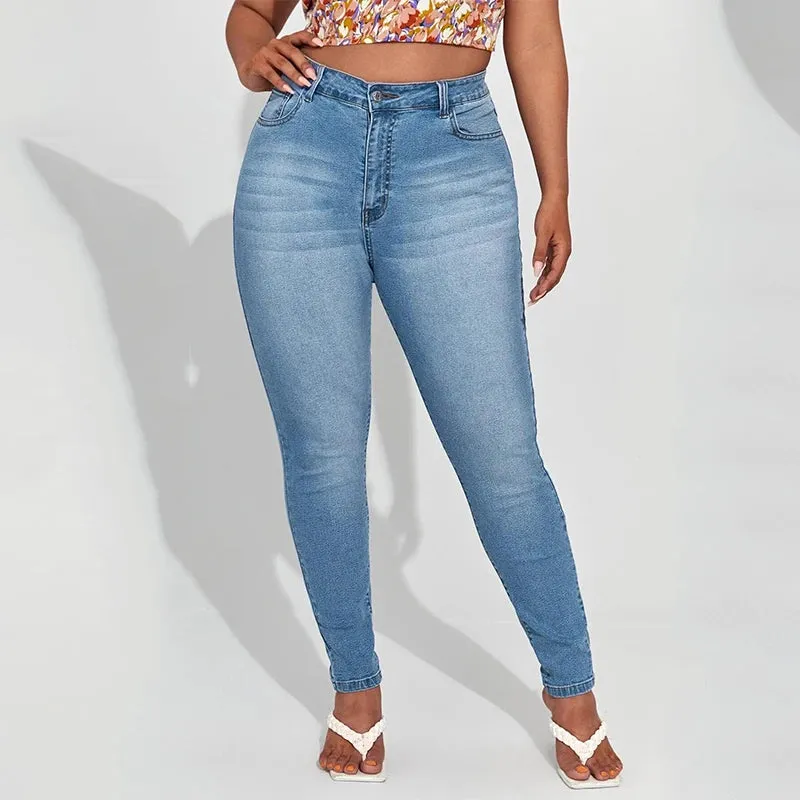 Plus Size High Waist Mom Jeans Denim Pants