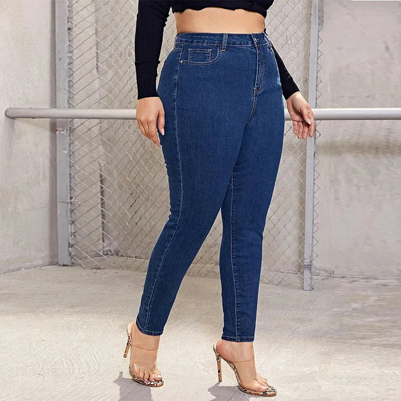 Plus Size High Waist Mom Jeans Denim Pants