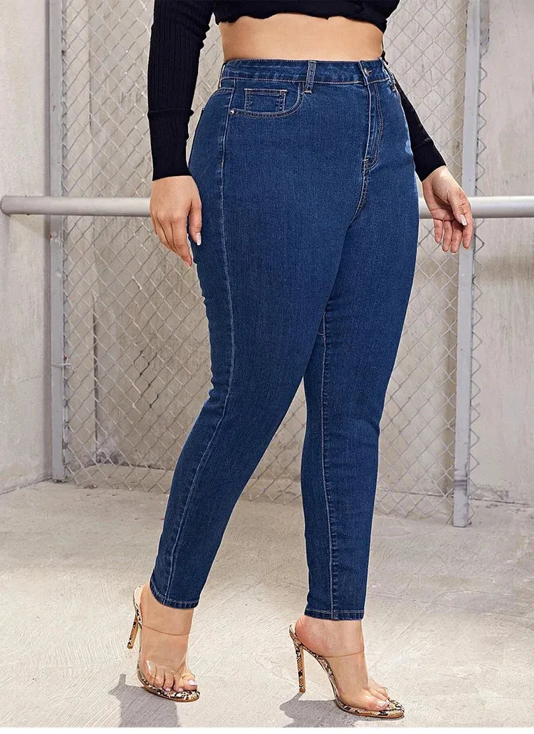 Plus Size High Waist Mom Jeans Denim Pants
