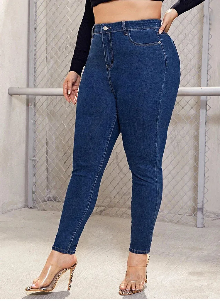 Plus Size High Waist Mom Jeans Denim Pants