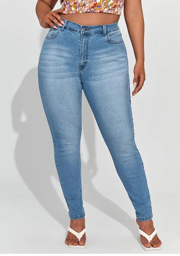 Plus Size High Waist Mom Jeans Denim Pants
