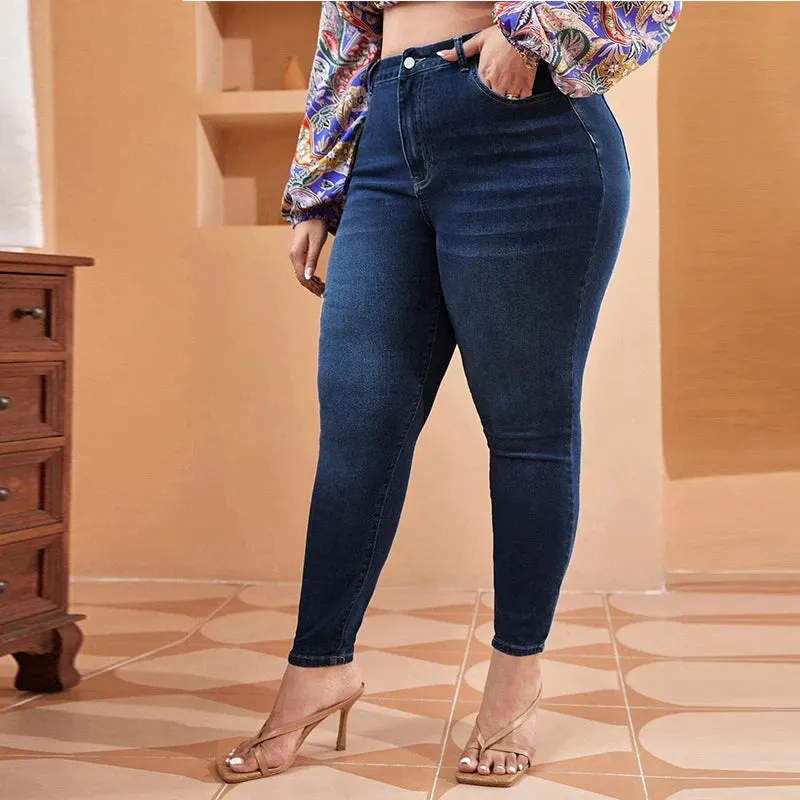 Plus Size High Waist Mom Jeans Denim Pants