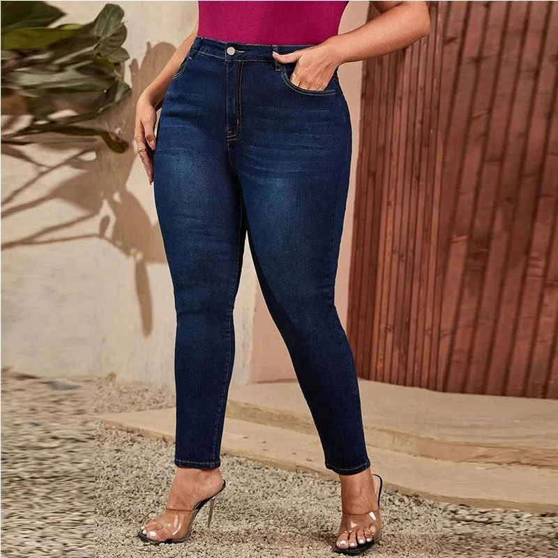 Plus Size High Waist Mom Jeans Denim Pants