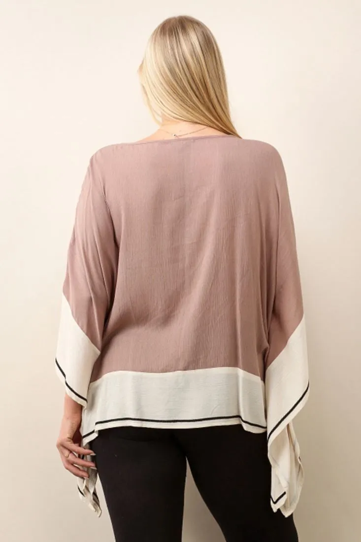 Plus Size Shirt with Long Sleeves Paisley Mocha
