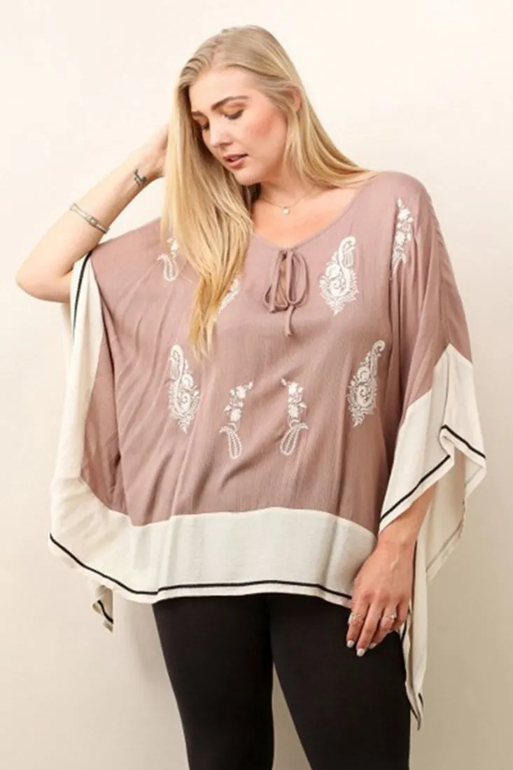 Plus Size Shirt with Long Sleeves Paisley Mocha