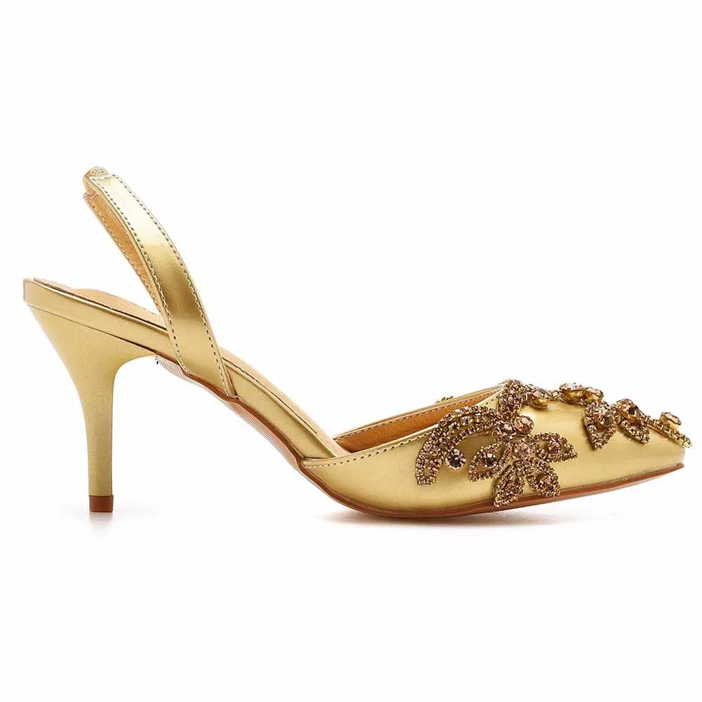 Pointed Toe Rhinestone Stiletto Pumps Middle Heel Bridal Wedding Shoes