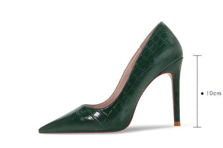 Pointy Toes Croc Skin Stiletto Heels