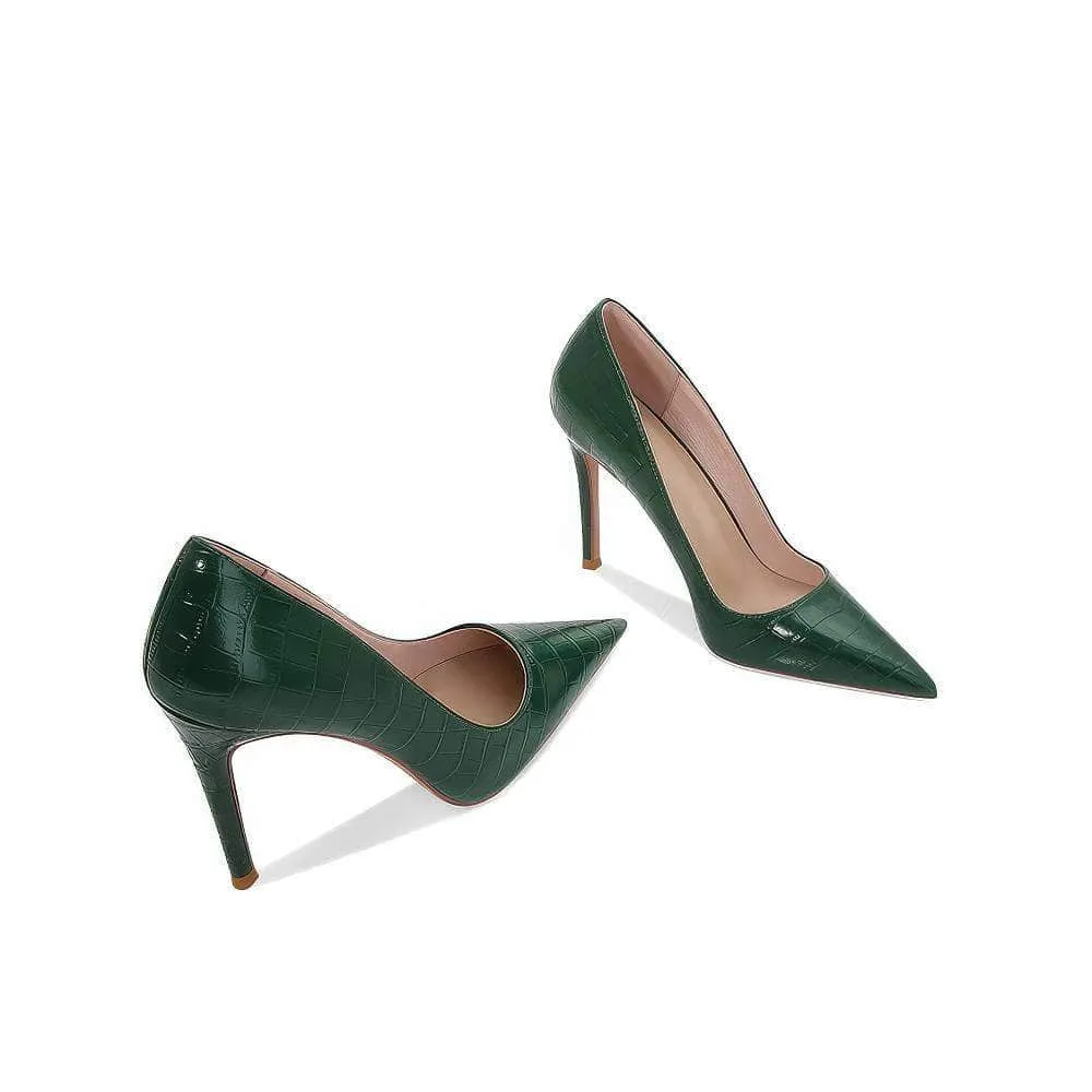 Pointy Toes Croc Skin Stiletto Heels
