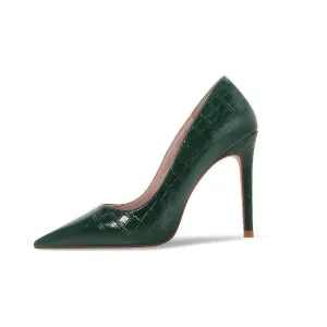 Pointy Toes Croc Skin Stiletto Heels