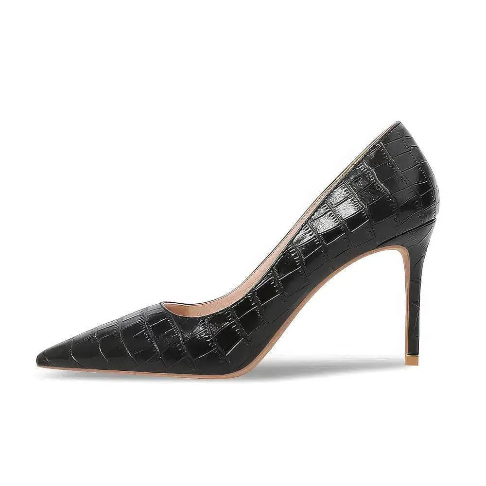 Pointy Toes Croc Skin Stiletto Heels
