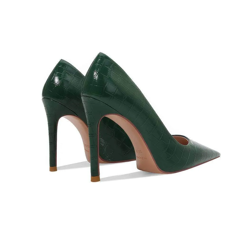 Pointy Toes Croc Skin Stiletto Heels